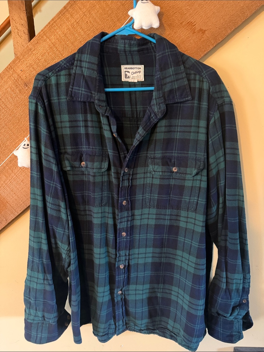 Bearbottom Green & Navy Plaid Casual Button-Down Shirt